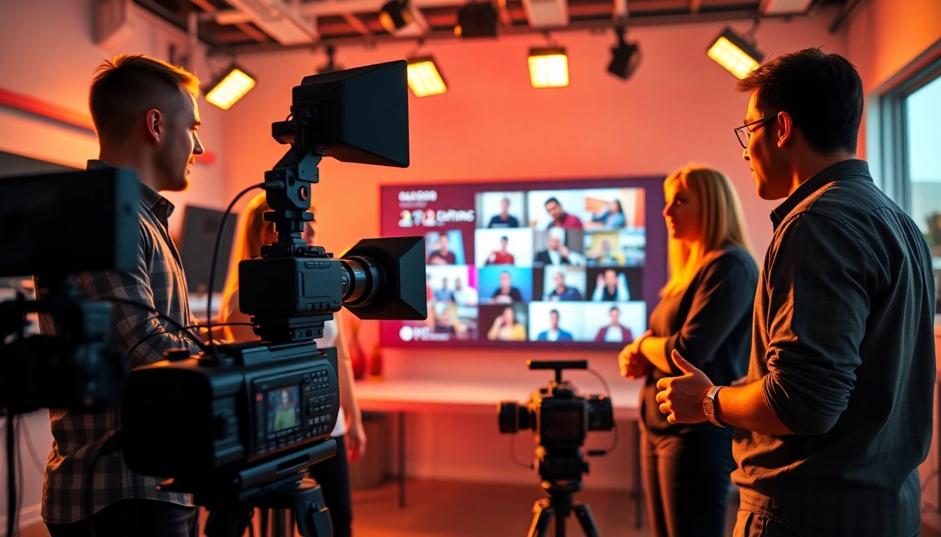 Capture of a video production team collaborating on a project in a studio, highlighting the artistry and tools of Video Production.