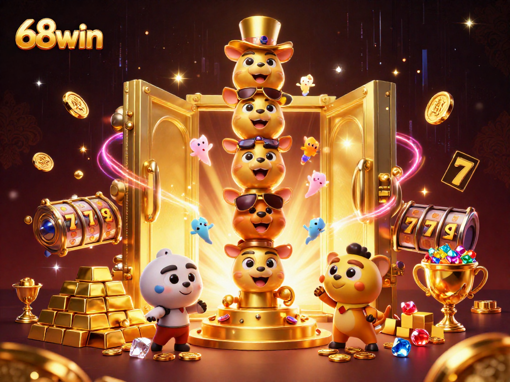 Engage with 68win's thrilling casino experience featuring dynamic 3D illustrations of exciting games.