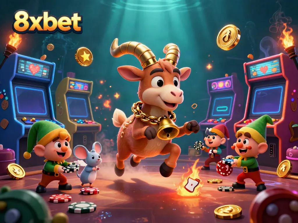 Engage in thrilling games at 8xbet with a Krampus-themed casino atmosphere filled with festive elements.