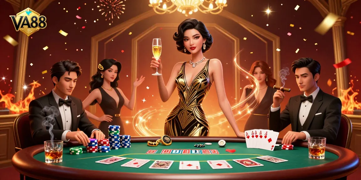 Experience luxurious gambling at VA88 with elegant casino elements and glamorous ambiance.