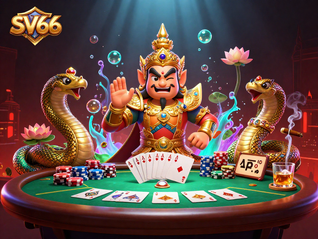 Experience thrilling games at SV66 with engaging characters, poker elements, and vibrant atmosphere.
