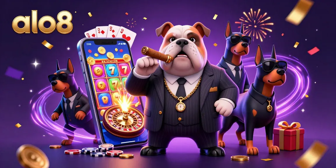 Experience the thrill of alo8 with a cartoon mafia boss and exciting casino elements.