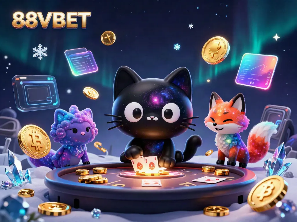 Experience the excitement of 88VBET with cosmic characters and vibrant casino elements in a 3D scene.