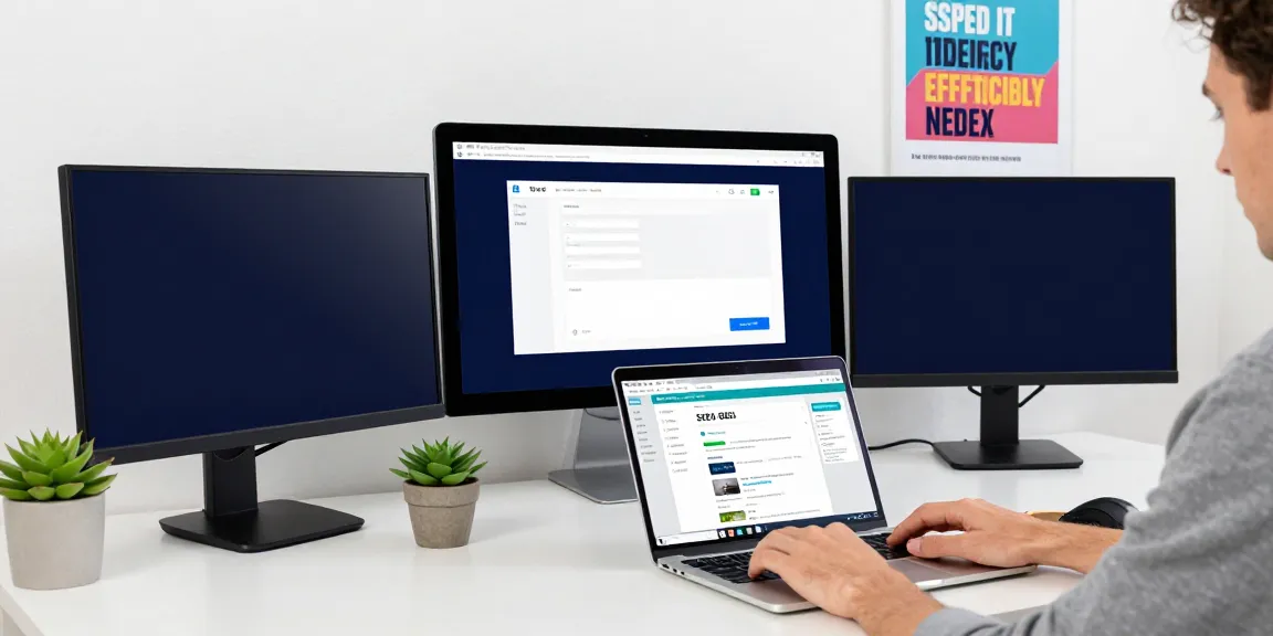 Digital marketer analyzing instant indexing metrics in a modern tech workspace.