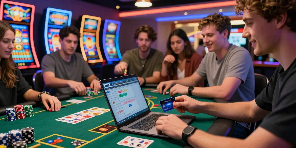 Players engaging at casinos that accept credit cards, showcasing vibrant gaming screens and interactive play moments.