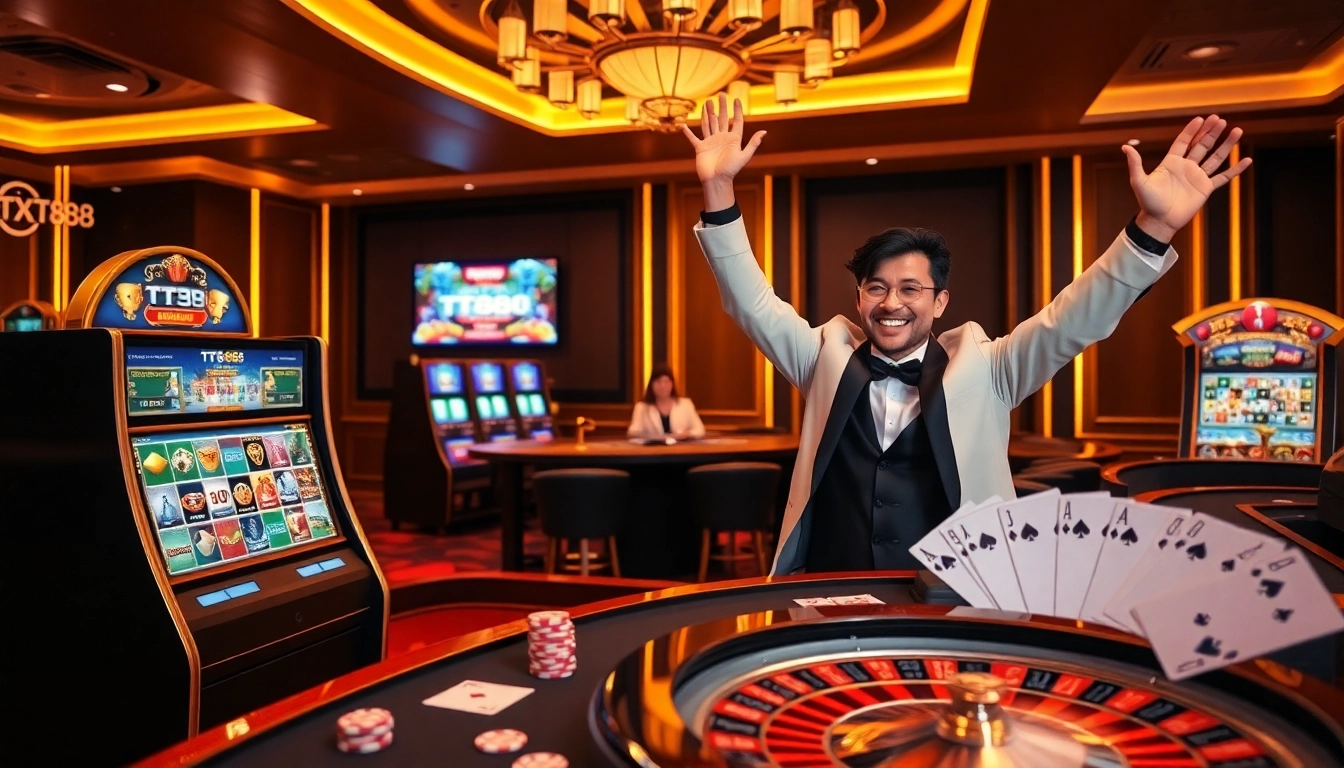 Experience the thrill of TT88 gaming with vibrant casino activities and joyful winners.