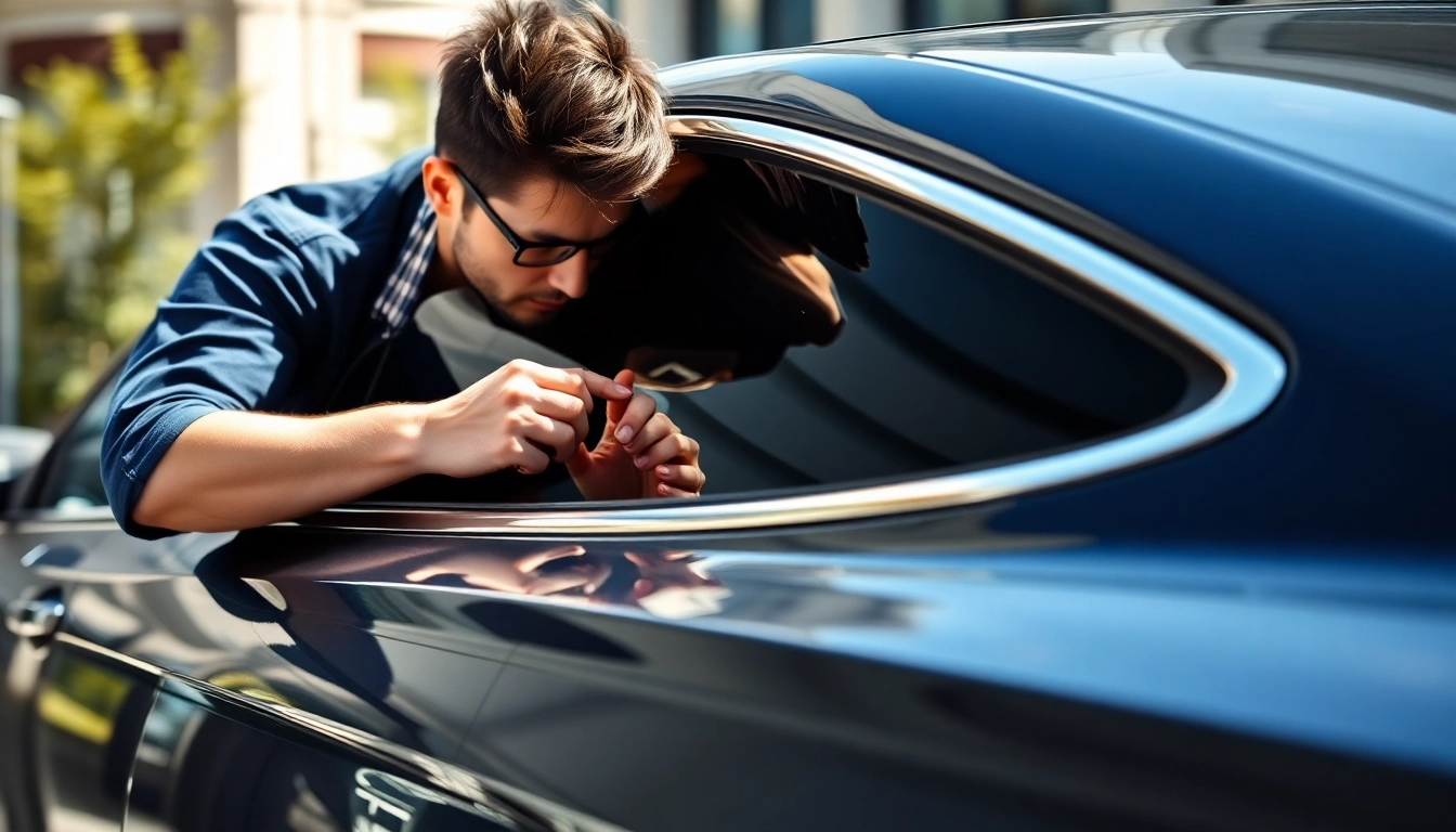 Window tint near me applied professionally on a modern car, highlighting clarity and precision.