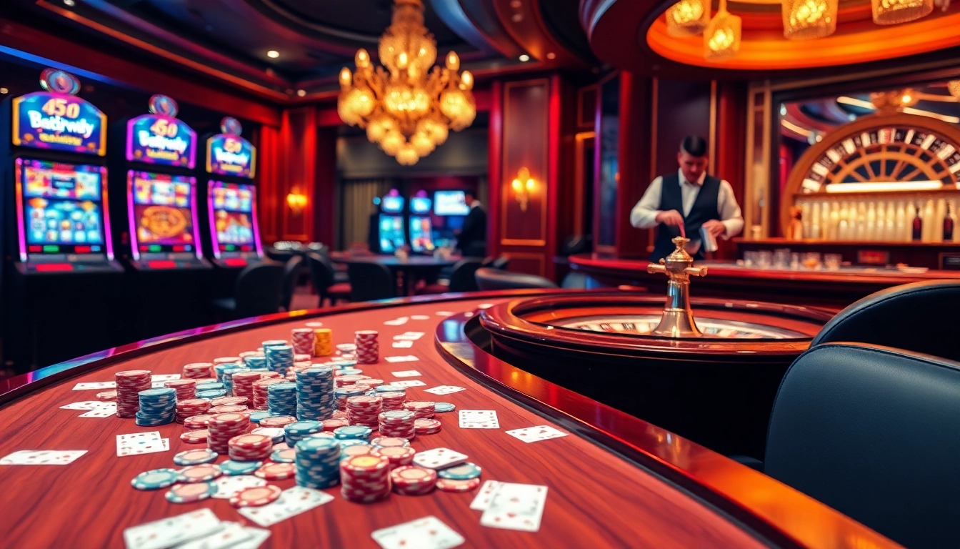 Experience thrilling gameplay at https://dabet.business/ with vibrant casino scenes featuring poker, slots, and roulette.