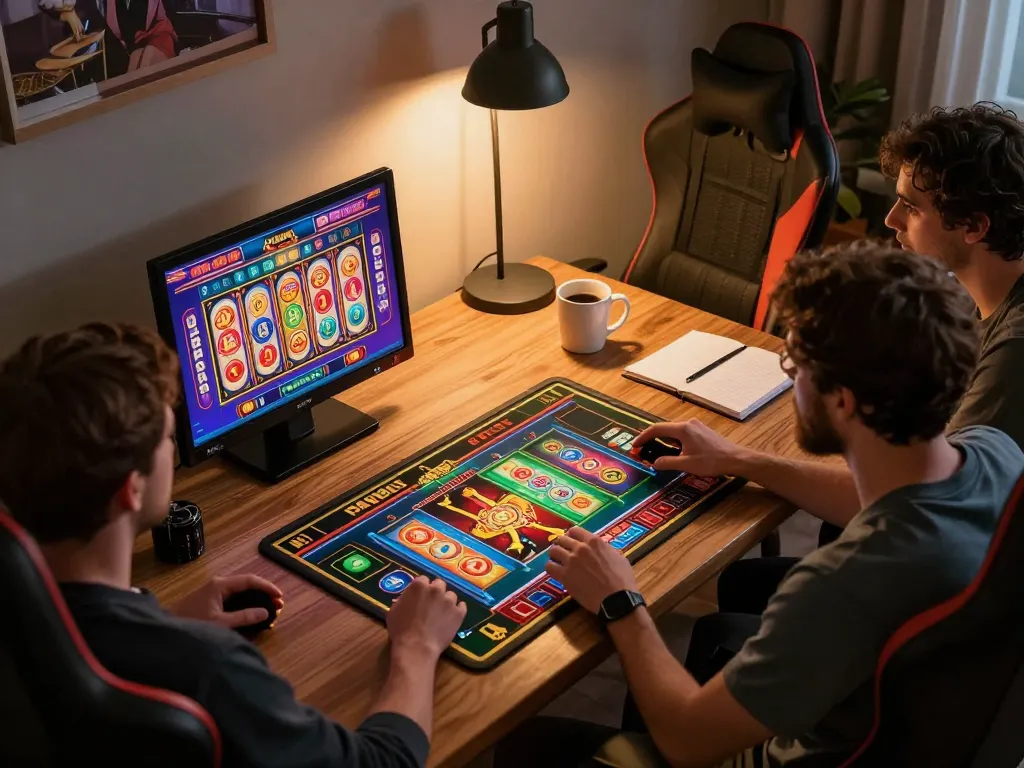 Play dynamic slot games on https://shbet.id/ from a cozy home environment showcasing colorful reels.