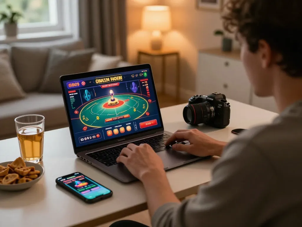 Engaged player strategizing on https://sshbet.io/ from home while enjoying a cozy gaming experience.