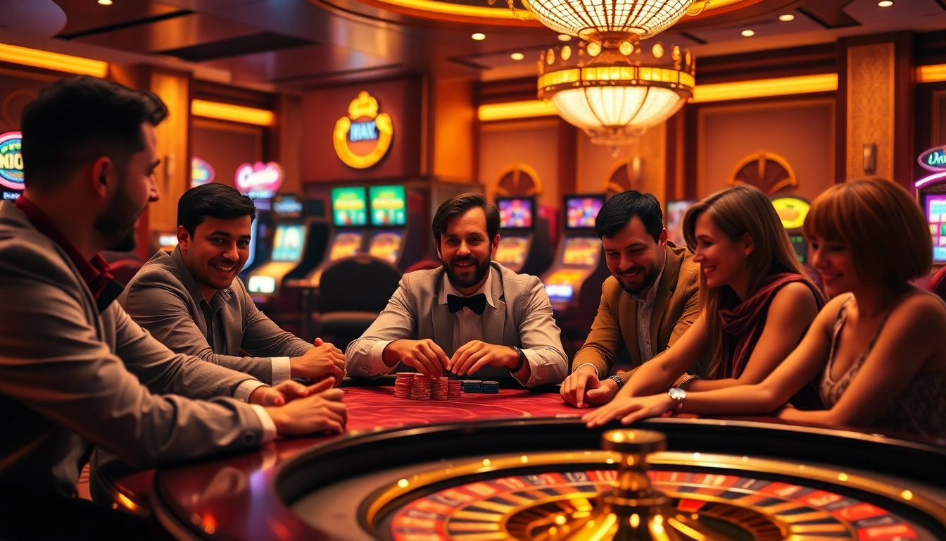 thabet john plays an exciting poker game in a luxurious casino setting, surrounded by vibrant slot machines.